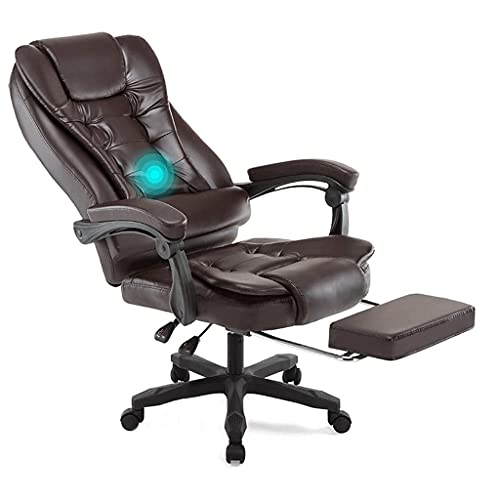 Ergonomiczne krzesło obrotowe z podłokietnikami – skórzane krzesło biurowe/komputerowe z wysokim oparciem zapewnia wygodne wsparcie pracy i styl