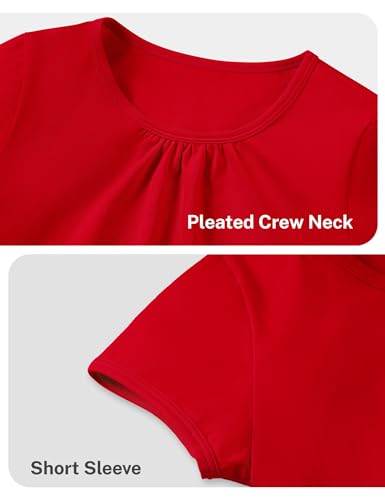 Image of Girls Short Sleeve Shirts Cotton Crew Neck T-Shirt Kids Plain Tees Tops Size 5-12 Years