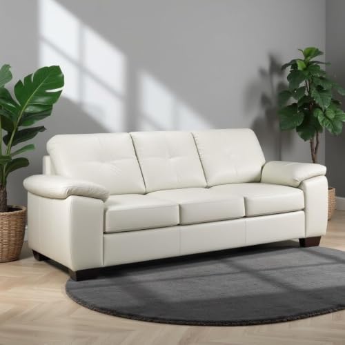 Image of Torque Antos Leatherette 3 Seater Sofa Set for Living Room- White | Modular Sofa Couches | Leatherette Sofa 3 Seater Couch for Office New Home Festival Gifts