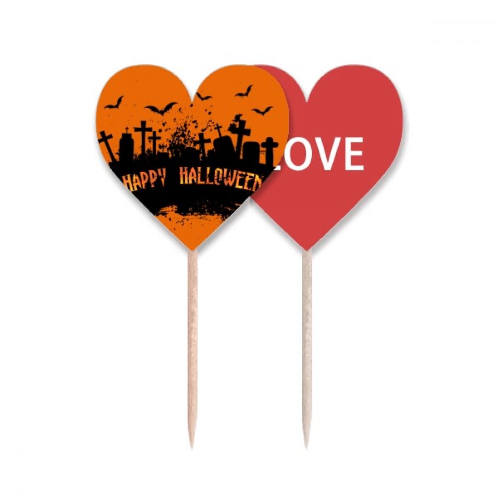 Drapeau cupcake Halloween et étiquette cœur de cimetière horror