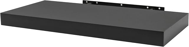 WOLTU Floating Shelves, Black Floating Shelves for Wall with Strong Bracket,Ideal Home Decor Accessories for Bedroom,Living Room,Office,Bathroom,Kitchen,Wood,25cm RG9365sz
