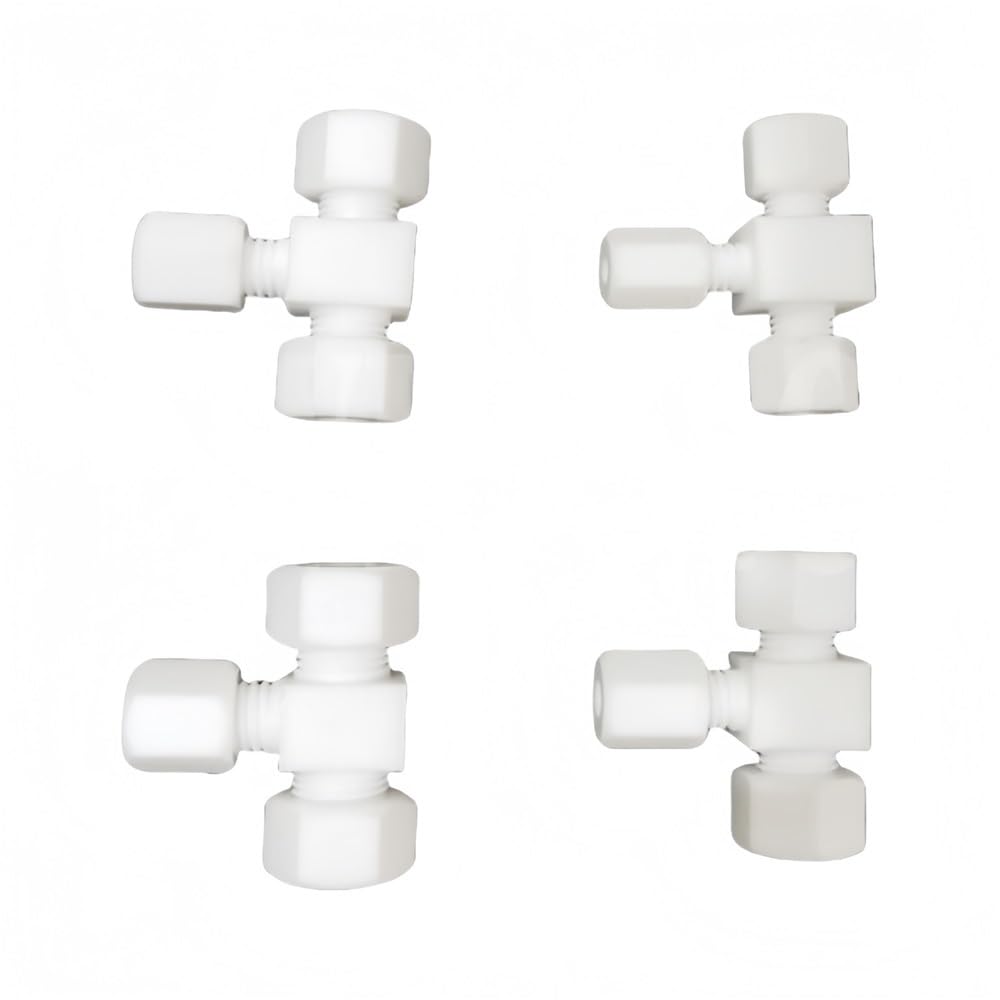 Rohrverbinder Weiße, alterungsbeständige T-förmige T-Verbindung, PTFE-Dreiwege-Kompressionsverschraubung, 1 Stück(35 * 35 * 35mm)