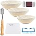 Banneton Proofing Basket Artisan Bread - PROSSMART Set of 3 Dough Rising Handmade Rattan Bowl with Linen Cloth Bread Lame 5 Blades Dough Scraper Brush Bakery Tools Supplies Sourdough for Home Bakers