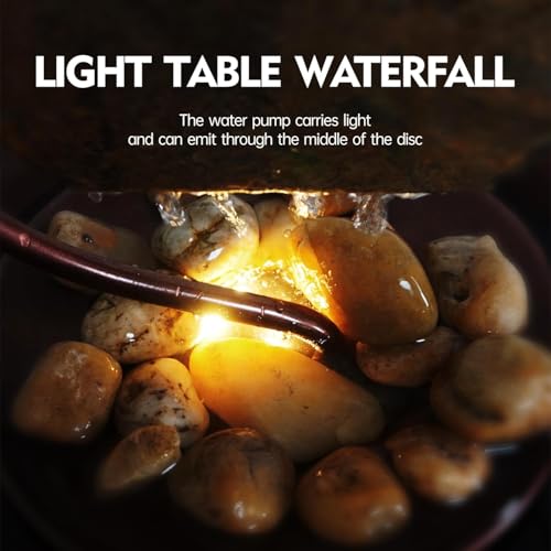 Weejian Tischplatte Mondbrunnen Home Wasserfall, Zen Meditation Innenbrunnen mit LED-Licht, Desktop-Dekor Beruhigende Sound Meditation Entspannende Wasser-Eigenschaft für Raum Büro Tischdekoration