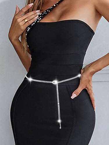 Abien Rhinestone Belts for Women Crystal Chain Belt for Dress Sparkle Thin Belts for Dresses2