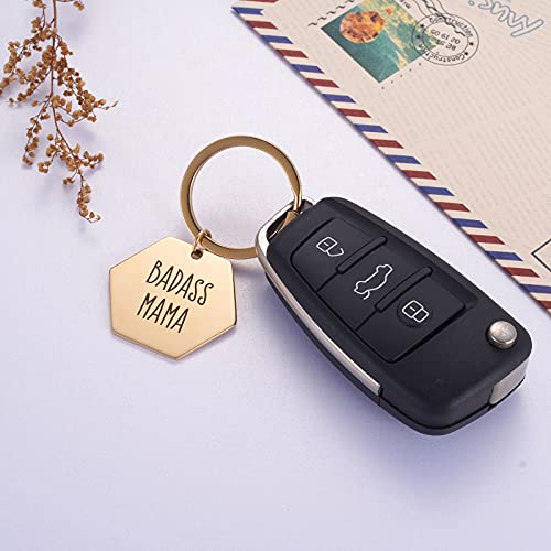 Ralukiia Badass Mama Keychain - Son To Mom Birthday Gifts - Funny From Daughter - New Mom Gift Badass Momma Keyring #TOP3