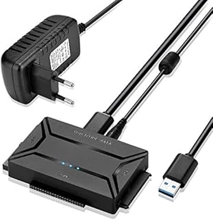 AGPTEK USB 3.0 to IDE/SATA Converter, Hard Drive Adapter with Power Switch for 2.5"/3.5" SATA/IDE SSD Hard Drive Disks & 5.25" CD/DVD Drives, Support 2TB, Include 12V 2A Power Adapter & USB 3.0 Cable