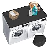 51.2' x 25.6' Washer and Dryer Covers for the Top, Non-slip & Anti-scratch Silicone Washer Dryer Top Protector Mat, Waterproof Washing Machine Dryer Top Cover Mat for Laundry Kitchen Home (Black)