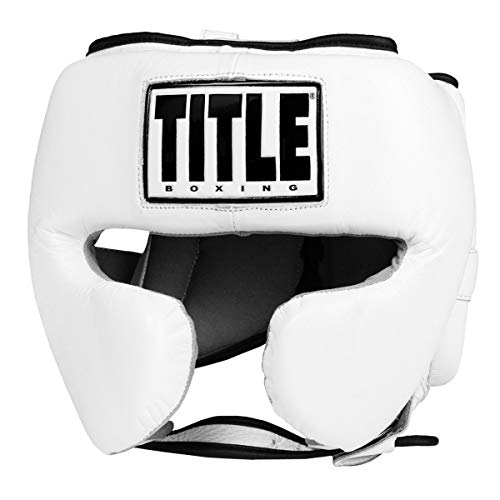 image for Title Boxing Leather Sparring Headgear, White, Regular