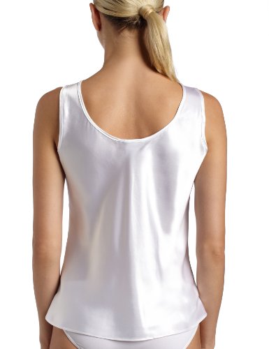 Women’s Satin Charmeuse Tailored Tanktop camisole, White, Medium