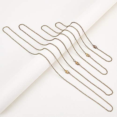 SUPERFINDINGS 24pcs 4 Size Iron Necklace Chains Antique Bronze Brass Round Snake Chain Necklace Making with Lobster Claw Clasps
