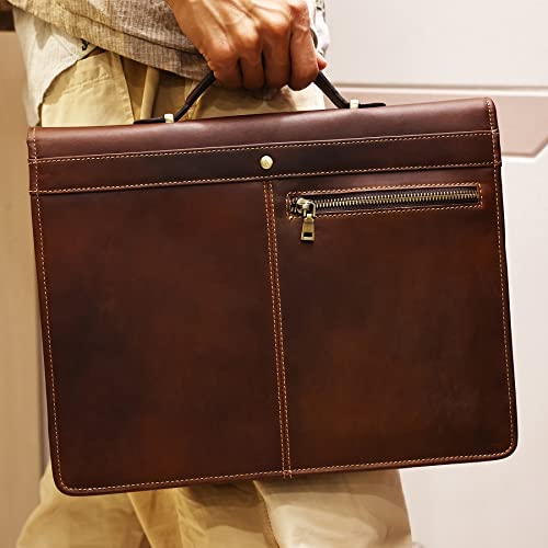Luxffel Leather Portfolio Organizer, Leather Padfolio For Men With Handle, Zippered Professional Business Portfolio Folder Macbook/Ipad Pro Briefcase, Legal/Letter/A4 Notepads Applicable #TOP7