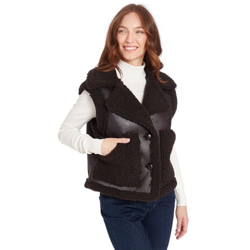 Frye Women's Button Ft Faux Shearling Vest3