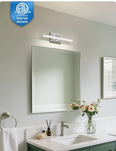 Image of NIORSUN 15.7 Inch Modern Bathroom Light Fixture, 12W 5CCT Dimmable LED Chrome Bathroom Vanity Lights Over Mirror, Vanity Lights for Bathrooms Restroom Mirror- ETL Certified