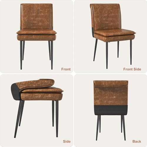 VECELO Upholstered PU Dining Chairs Set of 6, High Back, Padded, Brown by VECELO - Used condition - Image 7