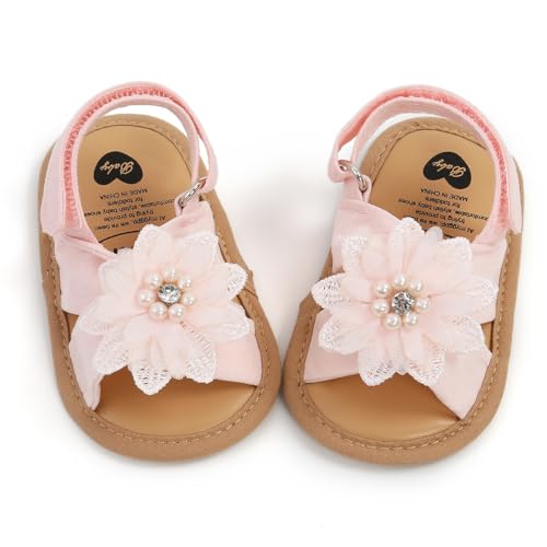 Image of HsdsBebe Baby Girls Sandals Bohemia Flower Bow Soft Sole Toddler First Walkers Beach Summer Shoes