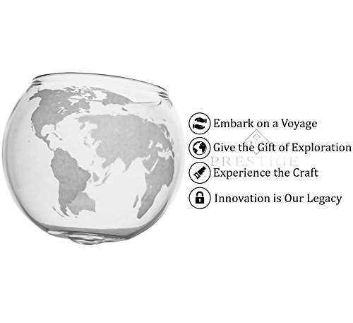 Prestige Decanters Etched Globe Whiskey Glasses -Rocks Glass For Rum, Tequila, Scotch, Glasses- Whiskey Gifts - 10Oz Cocktail Or Old Fashioned Glass (Set Of 2) - Unique Bar Decor & Bourbon Gifts From #TOP2