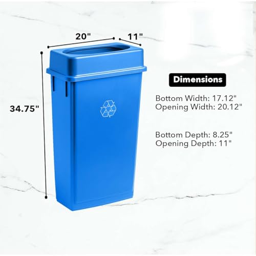 Image of 23 Gallon Slim Rectangular Garbage Can with Lid - Blue