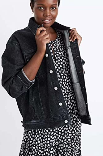 Madewell Women's Oversized Jean Jacket, Lunar Wash, Black, L Madewell Women's Oversized Jean Jacket, Lunar Wash, Black, L