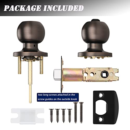 Knobelite（1 Pack Entry Door Knob For Exterior Door,Oil Rubbed Bronze Door Lock Handle,Keyed Entry Door Lock/Ball Door Knobs With Lock And Key,Entrance Knob[Lock With 3 Keys] For Office Or Front Door #TOP5