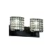 Justice Design Group Wire Glass 2-Light Bath Bar - Matte Black Finish with Grid with Clear Bubbles Wire Cage with Blown Glass Shade
