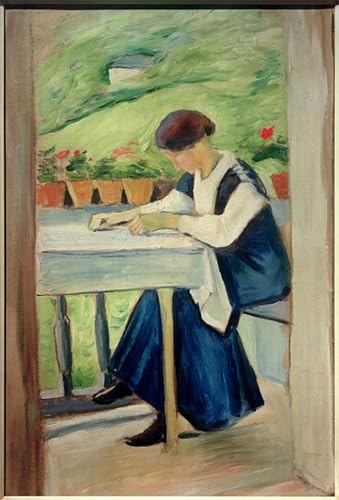 Impression Toile August Macke Fille sur le Balcon II Tableau d'Art Réalisé