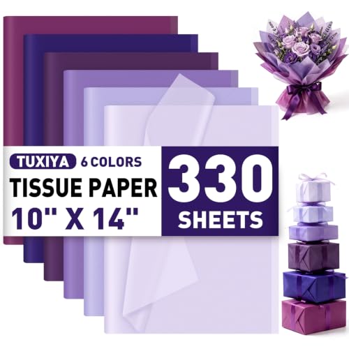 TUXIYA 330 Pcs Purple Tissue Paper,6-Color 14"X10" Tissue Paper Bulk