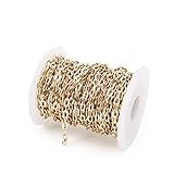 Tissting Cadena De Joyería Elegante - 10 Metros/10.9 Yardas De Cadena De Acero Para Hacer Pulseras, Collares Y Accesorios DIY, Ideal Para Regalos Y Manualidades (oro)