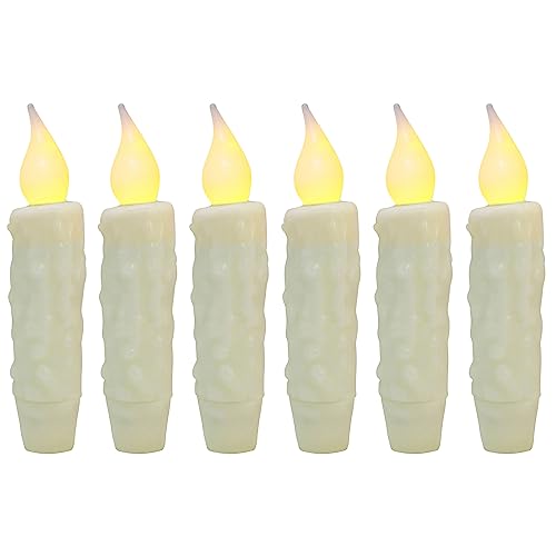 Bougies coniques LED sans flamme ivoire 11,4 cm à piles lot de 6