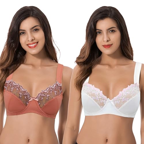 Curve Muse aux Femmes Grande Taille Minimiseur Soutien-Gorge à Armatures avec Broderie de Dentelle...