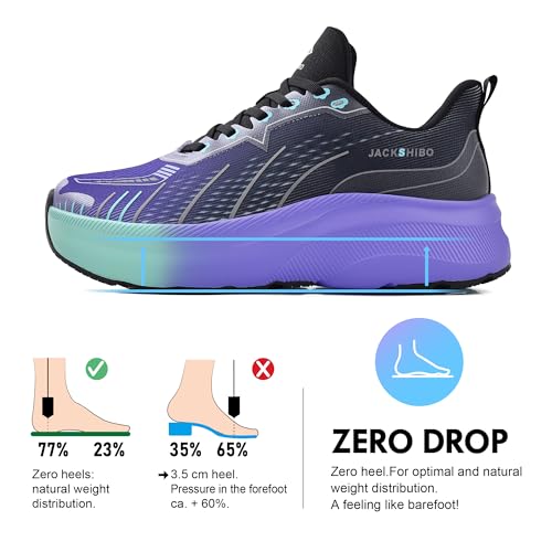 Image of JACKSHIBO Wide Toe Box Shoes Men Arch Support Slip On Zero Drop Sneakers | Slip in, Orthopedic Plantar Fasciitis, Running Walking Athletic, Tennis Workout Gym, Hands Free, Width, Thick Cushion Sole