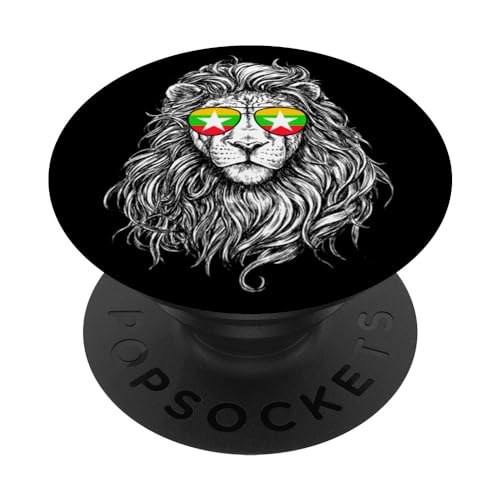 Birmania Myanmar Flag Lion Sunglasses Love Birmania Myanmar Regalos PopSockets PopGrip Intercambiable