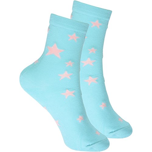 Preisvergleich Produktbild cosey 4 Paar Damensocken - Sterne - Hellblau