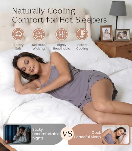 Image of NACHILA Women's Cami Pajamas-Viscose Made from Bamboo, Cool Camisole Pajama Sets Ribbed Pjs Shorts Set Sleeveless Sleepwear