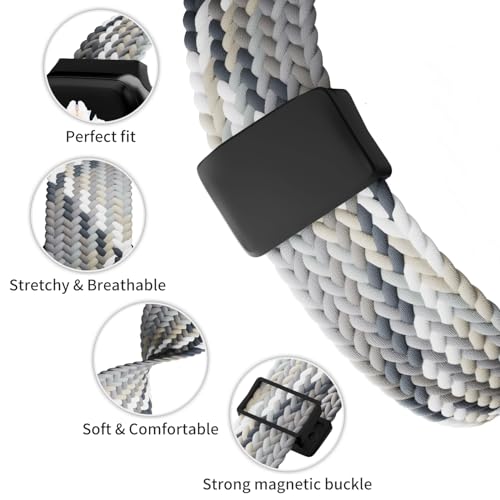 Image of Braided Stretchy Adjustable Straps Compatible for Apple Watch Band 38mm 40mm 41mm 42mm 44mm 45mm 46mm 49mm Women Men,Nylon Magnetic Buckle bands for iWatch Series 10 9 8 SE 7 6 5 4 3 Ultra 2 /1