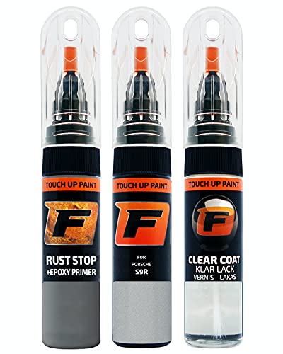 FIRANTO Kit de Pintura de Retoque Coche para Porsche S9R Carraraweiss/gletscherweiss, Set de Reparación de Rayones y Arañazos Incluye 15 ml Bolígrafo para Retocar Pintura Coche, Primer y Barniz Cover