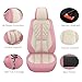 otoez Pink Car Seat Covers Full Set, Universal Leather Seat Cover 5 Seat Waterproof & Breathable Automotive Seat Protector Full Coverage for Cars Sedens, Trucks, SUVs, Vans (Pink & White)