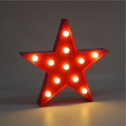 Merdes Decorative Red Star LED Light, Cute Night Table Lamp Light for Kids' Room, Bedroom, Gift, Fiesta, Party, Garden, Home Decorations