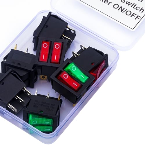 Kidisoii Kit sortido de interruptor basculante PCB, interruptor basculante de LED duplo de 3 pinos i