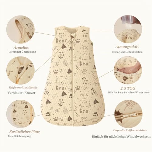 Looxii Schlafsack Baby Winter Baumwolle 2.5 TOG Warm Winterschlafsack Weich Babyschlafsack Neugeborene im 18-24 Monaten Perfekte für Herbst… – Ansicht 2