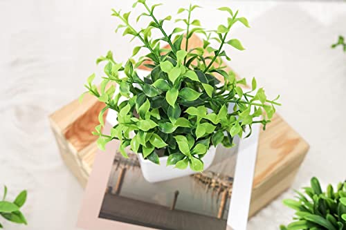 Artificial Potted Plants, Green Artificial Plastic Eucalyptus Plants Small Indoor Potted Houseplants, Small Faux Plants for Home Decor Bathroom Office Farmhouse. (Set-4) - Image 6