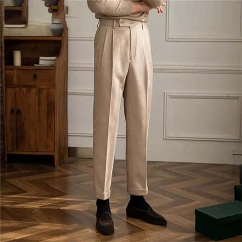 Generic High-Waisted Woolen Trousers Men‘S Warm Thicken Casual Loose High Street Long Pants Bottom Male Clothes2