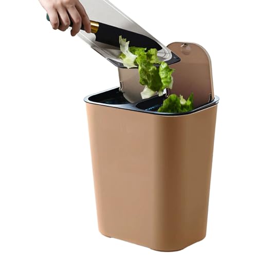 Papelera doble de reciclaje – Clasificación seca y húmeda con bandeja – Papelera de 18 litros para casa, oficina, cocina, jardín para interior exterior