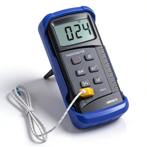 Termómetro Digital Tipo K,  50 ℃  1300 ℃ Termometro de Termopar Tipo k Medidor de Temperatura con 200℃ Termopar, Termómetros Industrial de Alta Precisión Para Piscina, Acuario, Nevera, HVAC