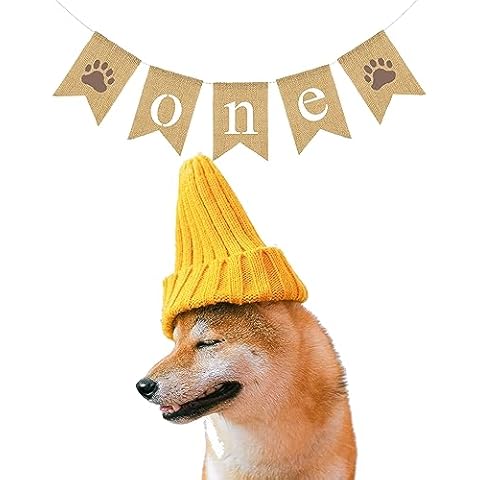 IMDOUBLEDOU Pet Memorial Banner Dog First Birthday Party Decorations Dog One Banner Puppy 1st Photo Props Party Costume Pet Dog Happy Birthday Paw Print Sign Photo Backdrop (Paw One Banner) Cover