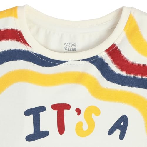 Image of miniklub Girls Round Neck Frill Sleeve Knitted Cotton Top (Navy Color)