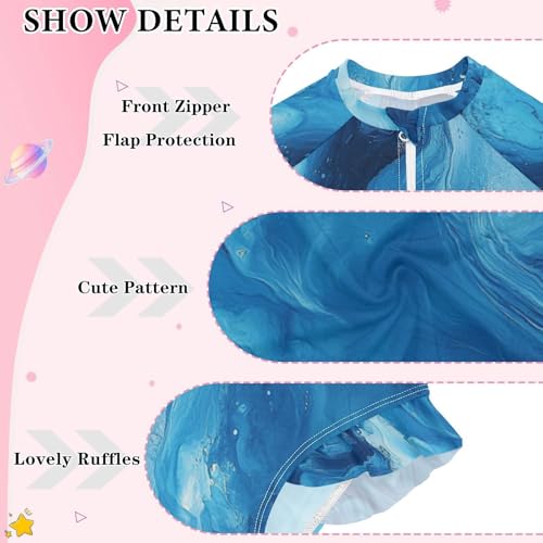 CaTaKu Girls One Piece Swimsuit Tie Dye Liquid Toddler Bathing Suit Long Sleeve UPF 50+ Rash Guard Swimwear 3-12Y3