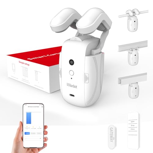Automatic Curtain Opener and Closer - Smart Curtain Opener Electronic for Roman/U/T Rails, Bluetooth Curtain Opener with App/Timer, compatible with Alexa and Google Home, Electric Curtains with Remote