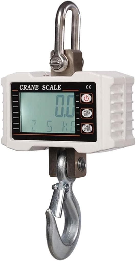 Mini Digital Crane Scale Stainless Steel Industrial Heavy Duty Hanging Scale LCD Display for Industrial Farm Hunting Postal (Silver 1000kg/0.5kg) (Silver 1000kg/0.5kg)