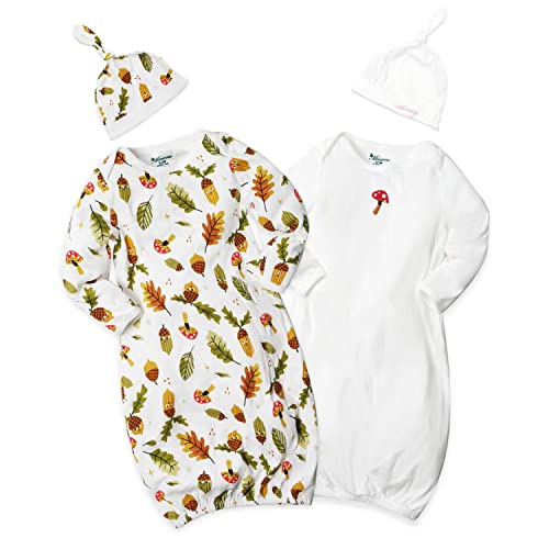Image of Minicoco Newborn Unisex Baby Boys Girls Cartoon Sleeper Gown Long Sleeve Nightgown Sleepsuits with Hats, 0-3/0-6 Months